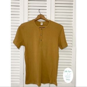 Men’s Stretchy Ribbed Short Sleeve Henley Top